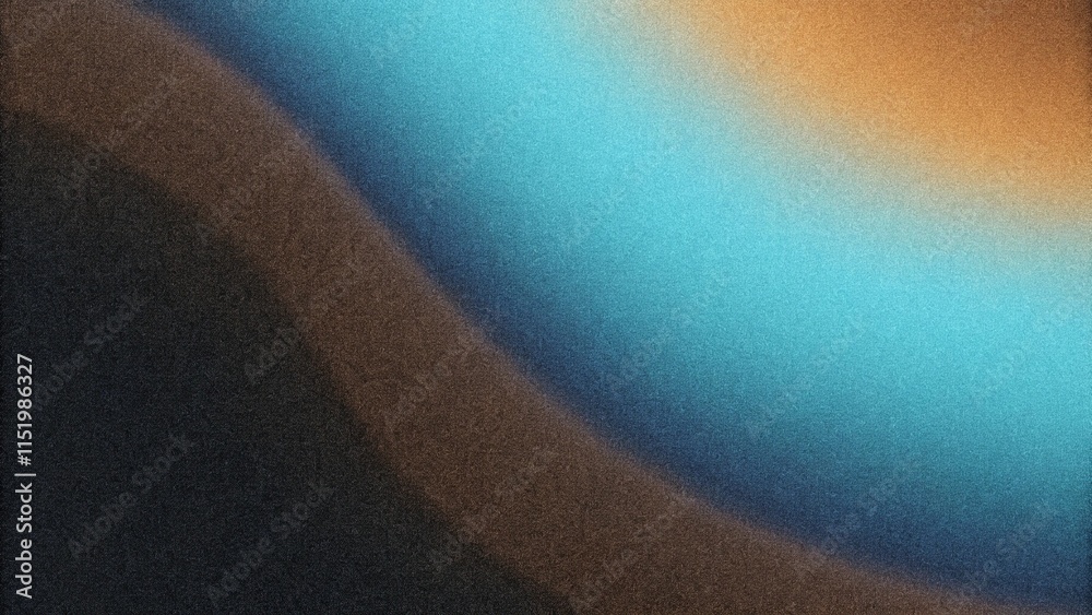 Poster grainy blue orange black background, abstract color gradient wave shape noise texture poster header 