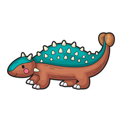 Cute cartoon ankylosaurus dinosaur. Suitable for children's educational materials, book illustrations, and merchandise featuring prehistoric creatures
