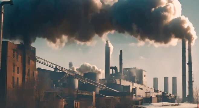 factory emitting very thick smoke