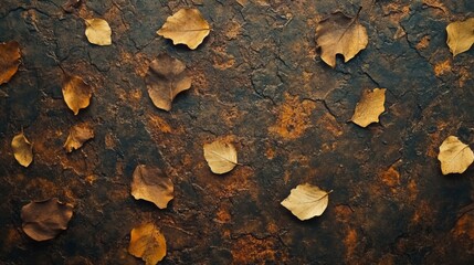 Autumnal Leaves on Textured Ground: A Rustic Nature Scene