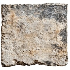 Obraz premium A detailed depiction of an old weathered stone placed against a clean white background.