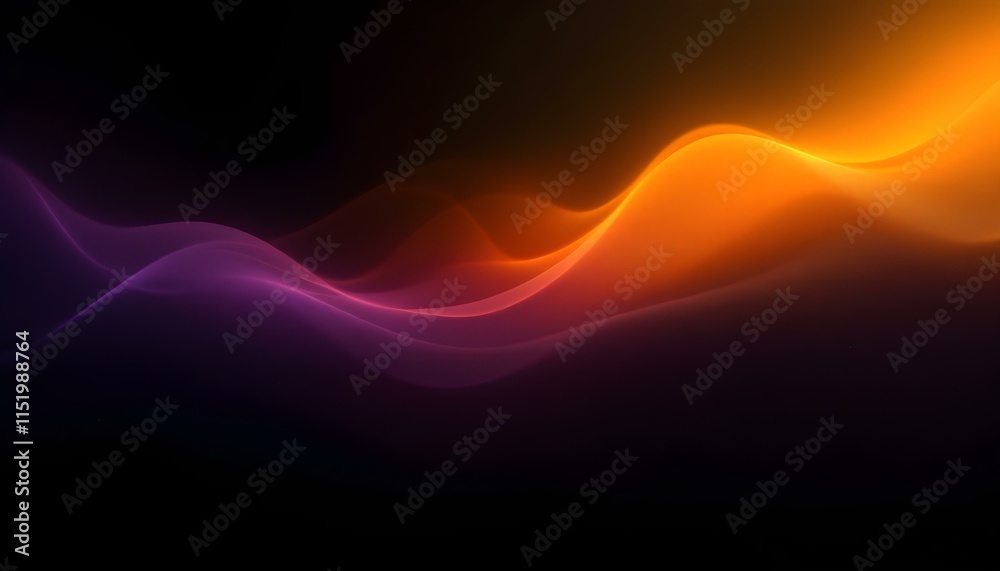 Poster grainy gradient background blue pink yellow abstract glowing color wave black dark backdrop noise te