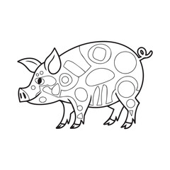 Cute Pig With coloring book pages picture,Pig line art,Pig outline drawing vector illustration,vector art