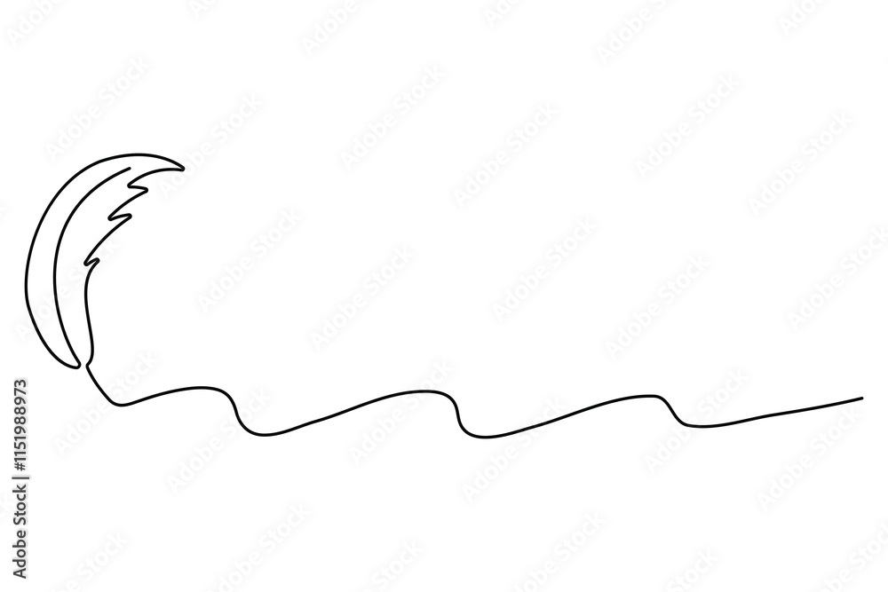 Fototapete bird feather continuous one line drawing of bird feather icon isolated on white background vector il