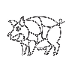 Cute Pig With coloring book pages picture,Pig line art,Pig outline drawing vector illustration,vector art