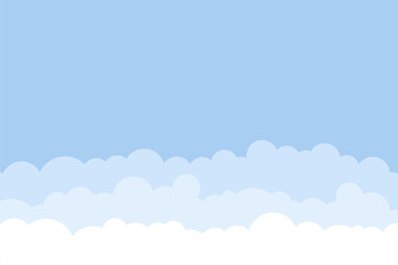 Fototapeta premium Blue sky and clouds background. Vector cartoon illustration. Simple flat style graphics subtle design.