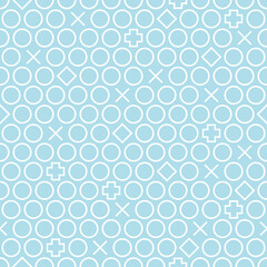 Flat vector texture. Seamless simple vector pattern with modern hipster geometric design. Fun dynamic fashion design with bold minimal geometric shapes. Light blue on white.