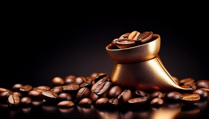 luxurious coffee beans on black
