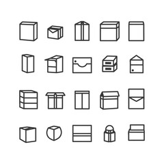 Collection Of 20 Box And Package Line Icons