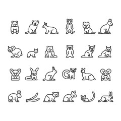 Collection Of 24 Line Drawings Of Australian Animals