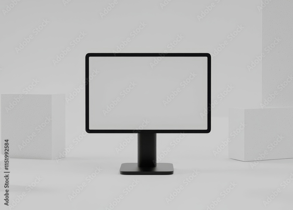 Poster isolated 3d rendering of a modern computer monitor mockup.