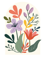 Matisse-Style Abstract Flower Wallpaper By Hand, Floral Panels. Trendy Matisse-style Minimalist, Isolated Vector illustrations.