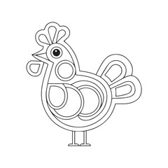 Vector continuous one line chicken illustration