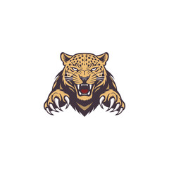 Vector graphic of Tiger head logo with roaring angry expression, tiger logo, tiger face, fully editable vector logo template icon
