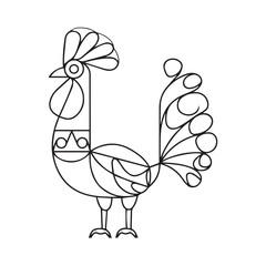 Vector continuous one line chicken illustration