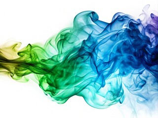 Obraz premium Abstract Green Blue Smoke Isolated On The White Background