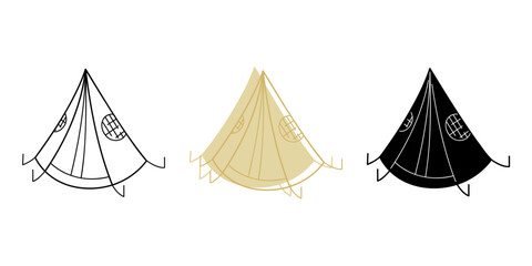 Doodle set tents with flag in different colors. Clip art for your projects. © el_mirik_design