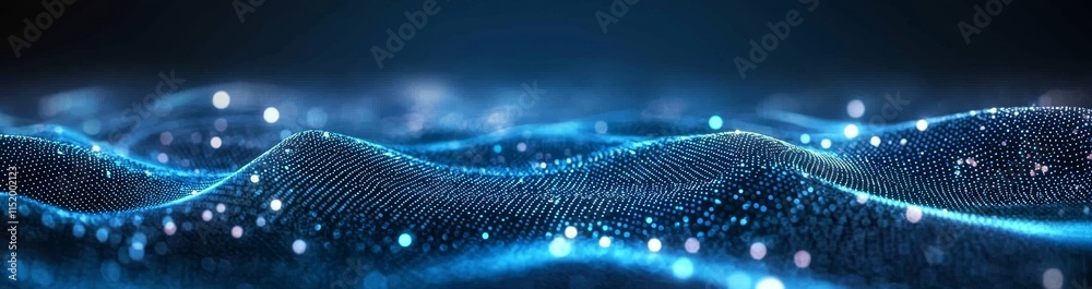 Aufkleber A futuristic wave point. Abstract background with a lively wave. Background that links together. Abstract wave. Stock image. 3D rendering of big data technology.