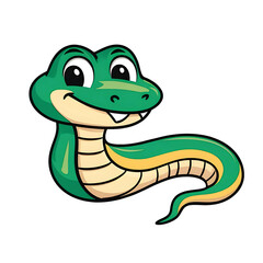 Fototapeta premium Cartoon style snake on white background, isolated