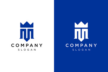 letter M and crown blue color simple bold