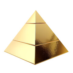a gold pyramid with a white background