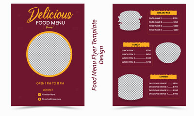 Food menu and restaurant flyer design template
