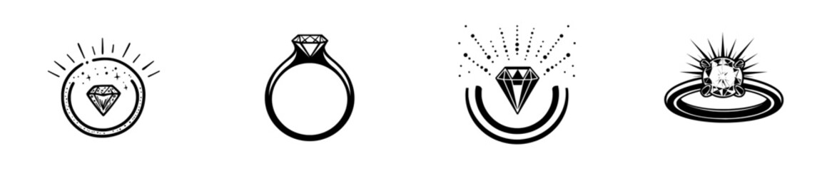 A sketch of a diamond ring outline, symbolizing a wedding and a marriage proposal.