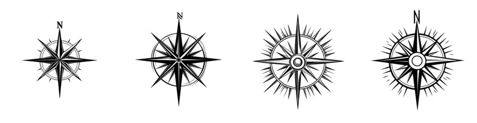 A traditional compass rose showcasing the four cardinal directions, perfect for themes related to navigation, travel, and exploration. © Andrei