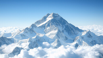 Fototapeta premium Majestic mountain peaks surrounded by clouds himalayas nature photography aerial view serenity