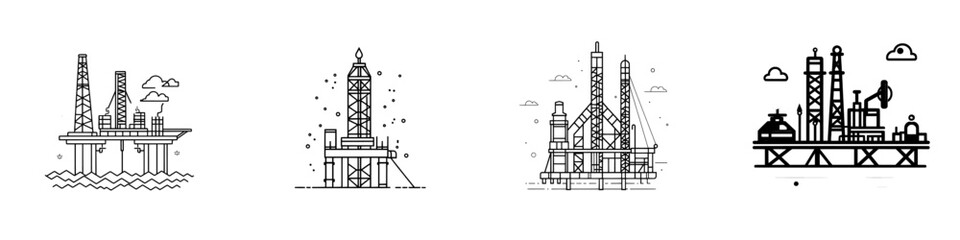 An offshore oil rig represents energy security and the extraction of resources.