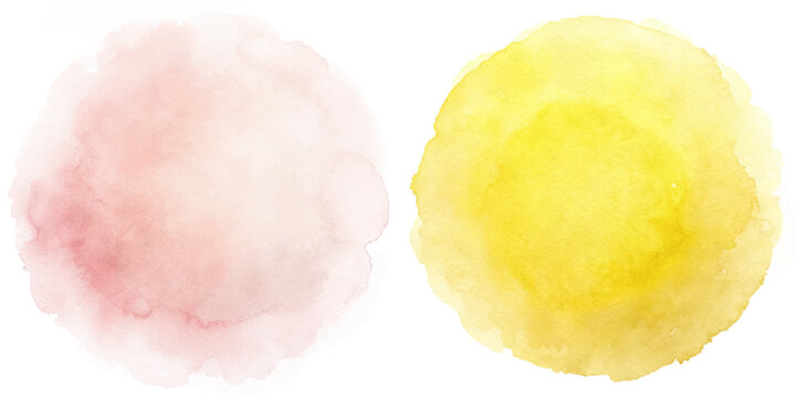 Gentle pink and bright yellow watercolor circles create a soft and uplifting artistic vibe.