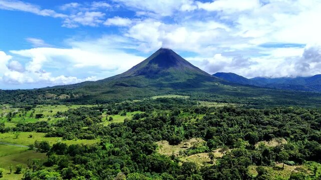 Aerial view of the great Arenal volcano