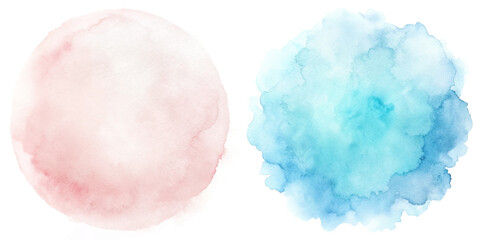 A harmonious blend of pink and blue watercolor circles creates a serene and artistic composition.