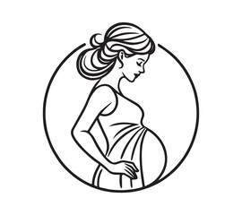 pregnancy line art black and white