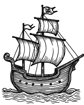 recommend clip art:  Classic Pirate Ship with Skull Flag