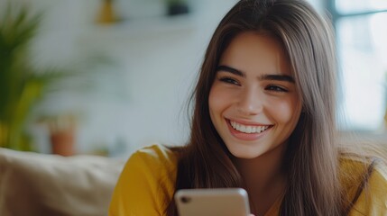 The Woman Smiling with Phone