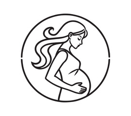 pregnancy line art black and white