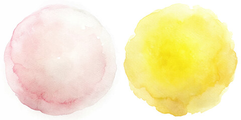 Soft watercolor circles in pink and yellow, perfect for gentle and warm artistic expressions.