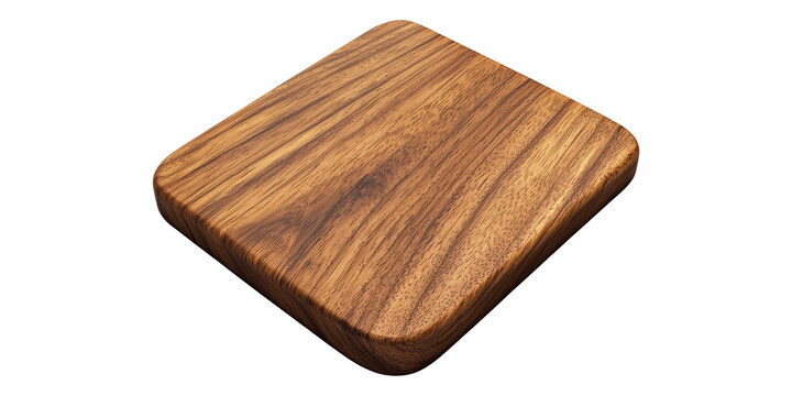 Wooden square cutting board isolated on transparent background