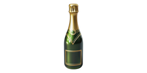 Champagne bottle with foil wrapper isolated on transparent background