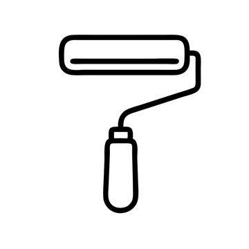 recommend clip art: Line icon of a paint roller, minimalistic design