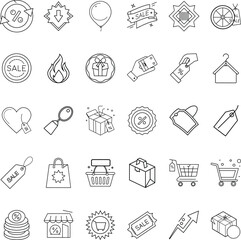 Sale Icons Shopping, Discount, Promotion, Retail, Marketing, Offers, Price, Tags, Deals, Symbols