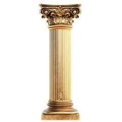 Set of golden column, classic antique gold pillar isolated on transparent background, PNG