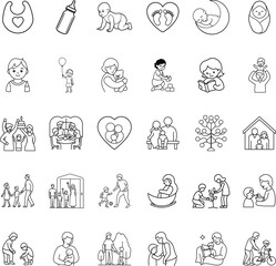 Fototapeta premium Family, Baby, Child, Parenting, Growth, Love, Icons, Newborn, Parenthood, Care
