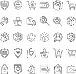 Online Shopping Security Icons of Secure Ecommerce Protection