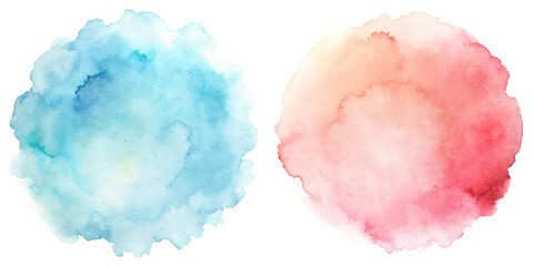 Contrasting watercolor circles in blue and red, ideal for bold artistic expressions.