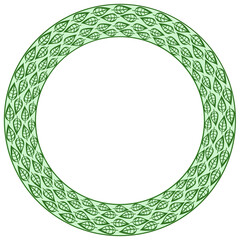 Round green frame with leaf pattern