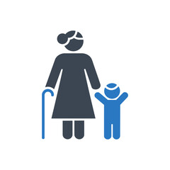 Elderly With Young Generation Icon