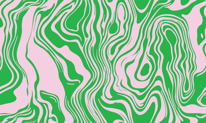 Psychedelic groovy trippy y2k retro seamless pattern in pink and mint green colors. Wavy and swirled brush strokes seamless pattern. Abstract liquid background for packaging design and advertisement.