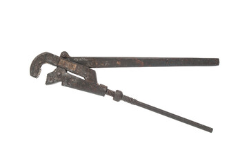 Old, grunge adjustable wrench isolated on a white background